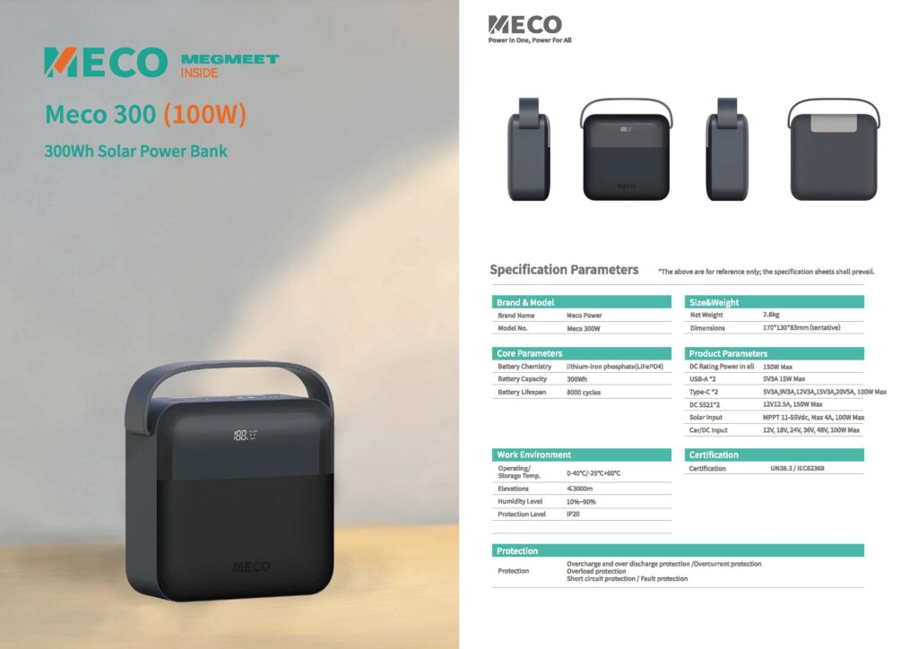 Solar Power Bank, Power Bank, 300Wh Battery